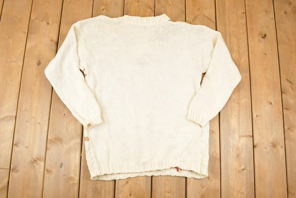 Vintage 1990s Daniel Hechter Chunky Cable Knit Crewneck Sweater Women's M /