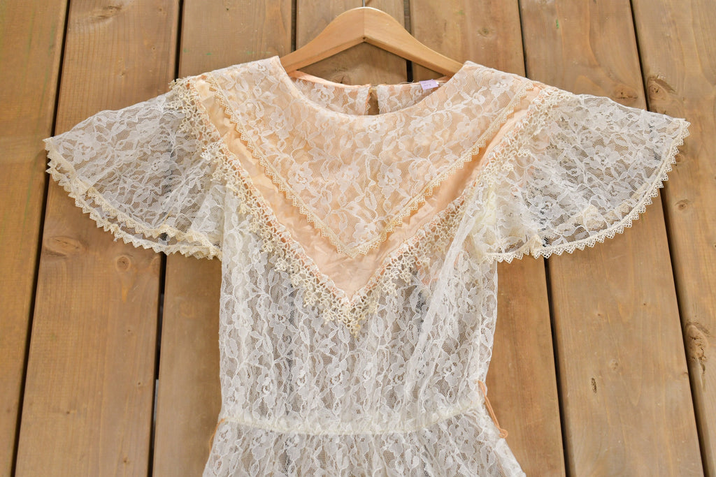 Vintage 1970s Sheer Lace Princess Dress