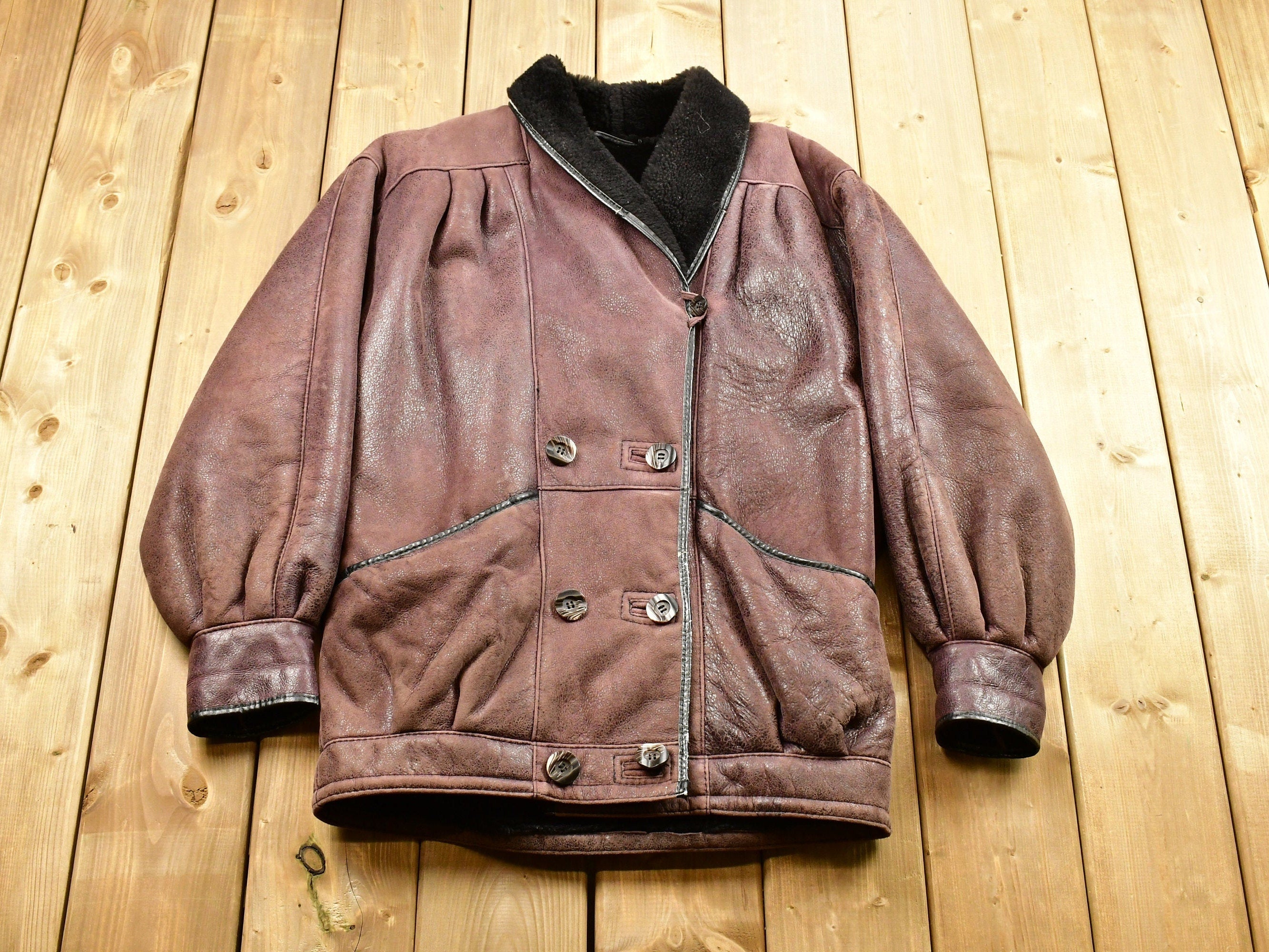 Vintage 1980s Wolff Of Canada Shearling Leather Coat