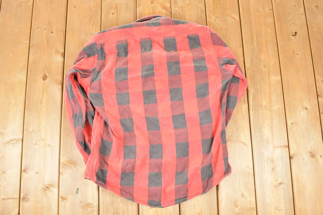 Vintage 1990s Osh Kosh Plaid Western Style Button Up Shirt Men's M
