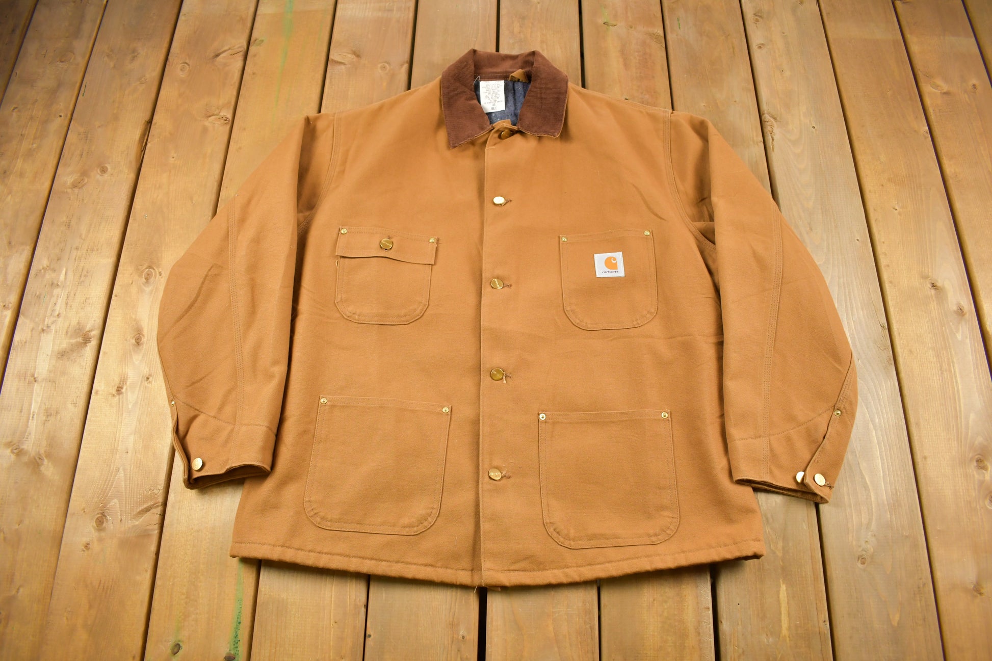 Vintage 1980s Deadstock Carhartt SMCO Blanket Lined Chore Coat Workwear Made In USA