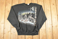 Vintage 1990s Hidden Wolves Outdoorsman Graphic Print Crewneck Sweatshirt Men's L