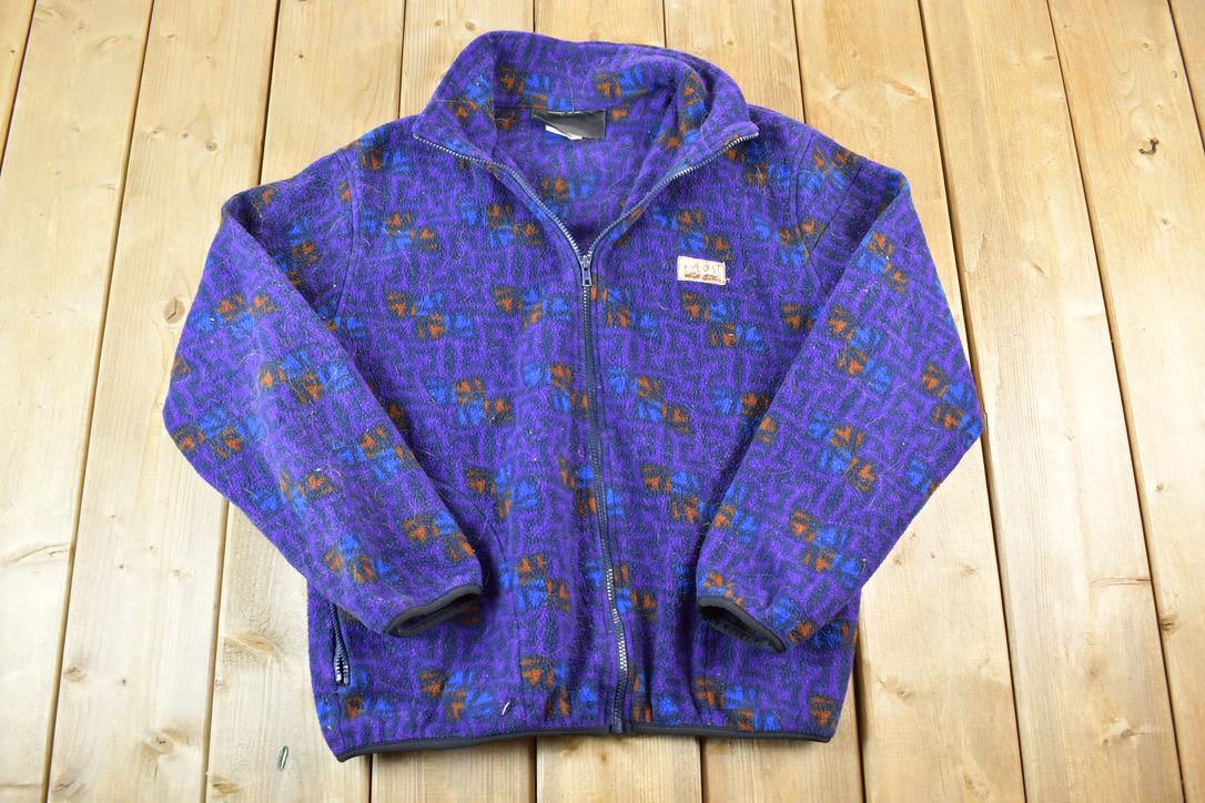 Vintage 1990s Abstract Pattern Fleece Outdoorsman Sweater