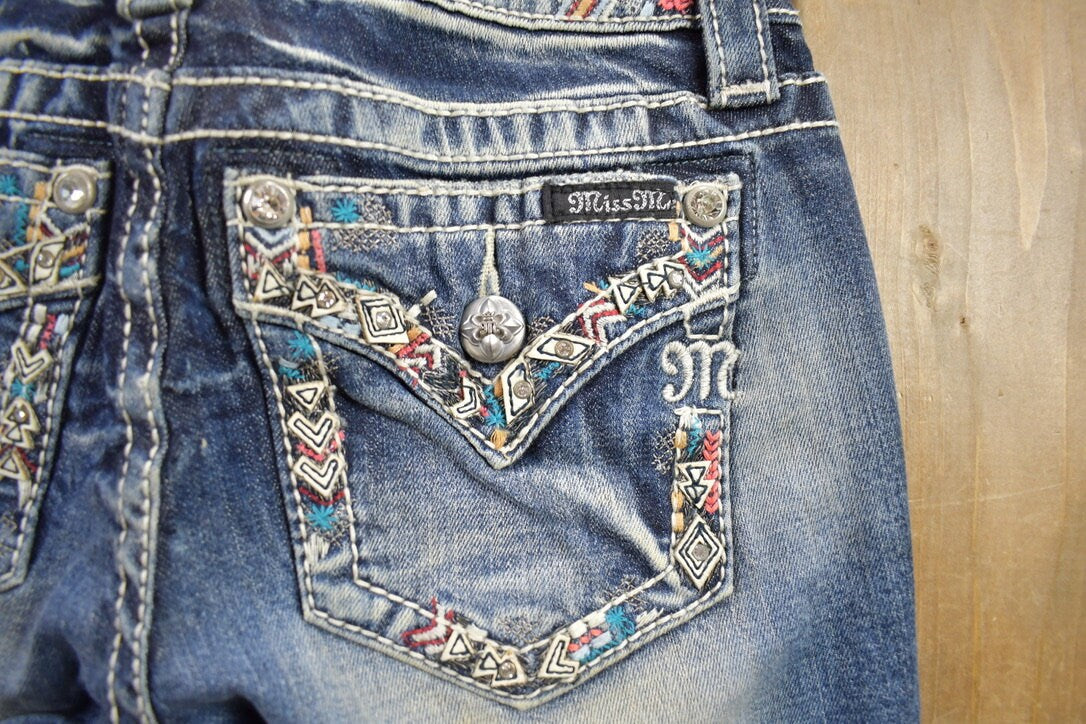 Vintage Y2K Miss Me Bedazzled Low Rise Jeans Size 26x31