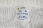 Vintage 1980s White Hand Knit Cardigan Sweater /