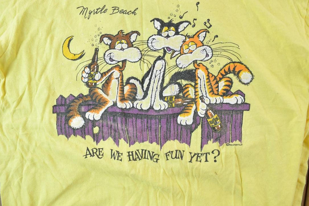 Vintage 1990s Myrtle Beach Alley Cats Souvenir T-Shirt / Vintage Streetwear / Vacation Tee / Travel T Shirt