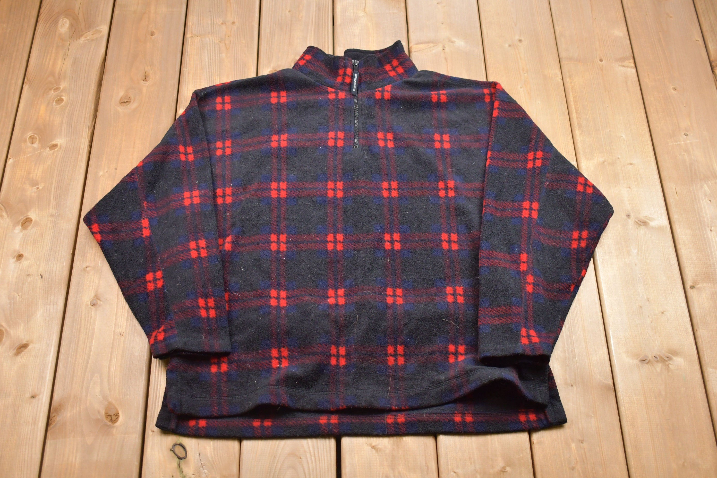 Vintage 1990s North Crest Fleece Plaid Sweater