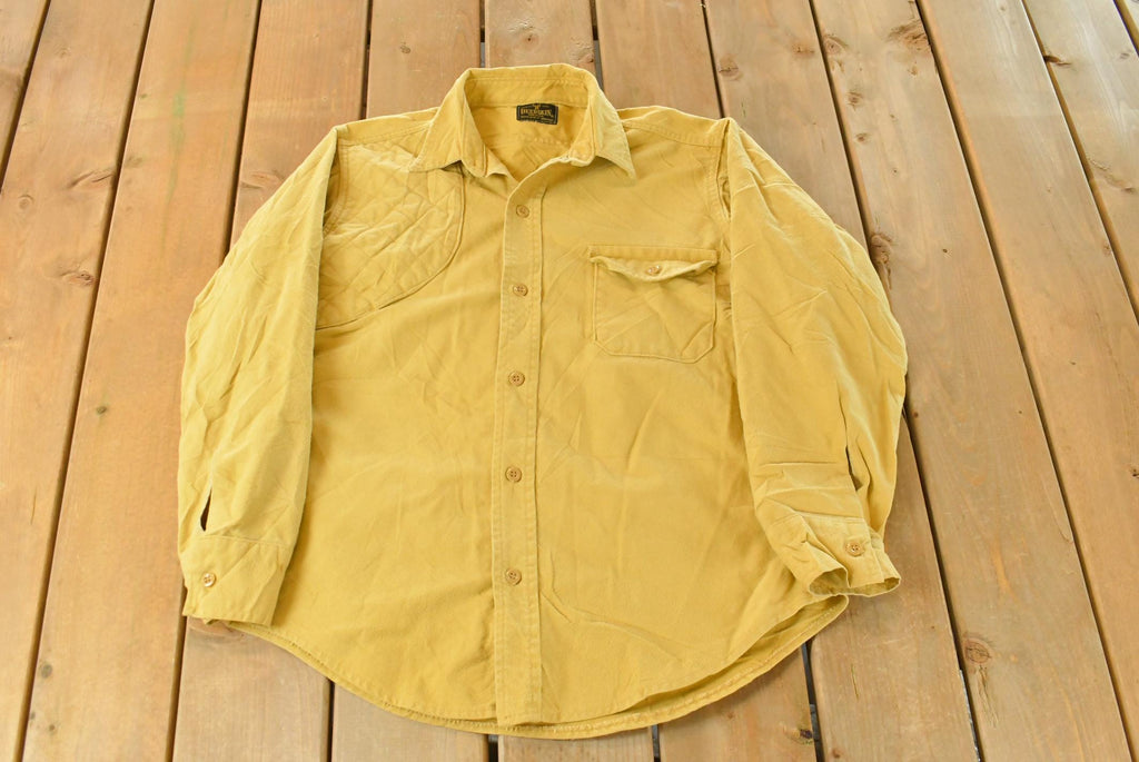Vintage 1970s Deerkin Cloth Blank Yellow Hunting Button Up Shirt Men's Large