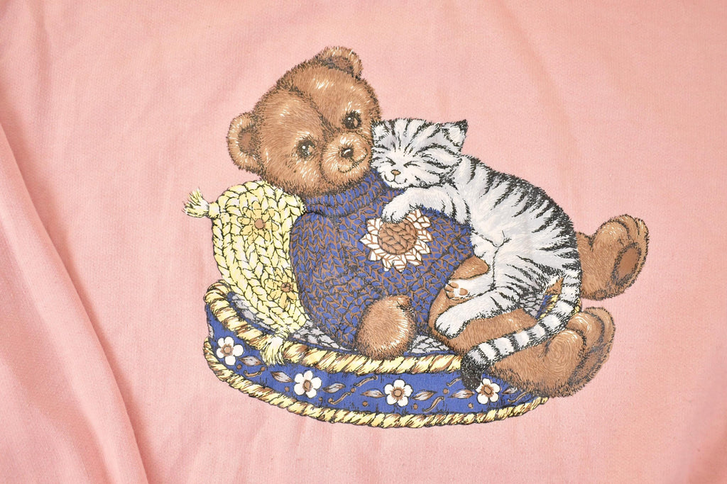 Vintage 1990s Bobbie Brooks Cute Teddy Bear Double Collar Crewneck Sweatshirt Women's XL