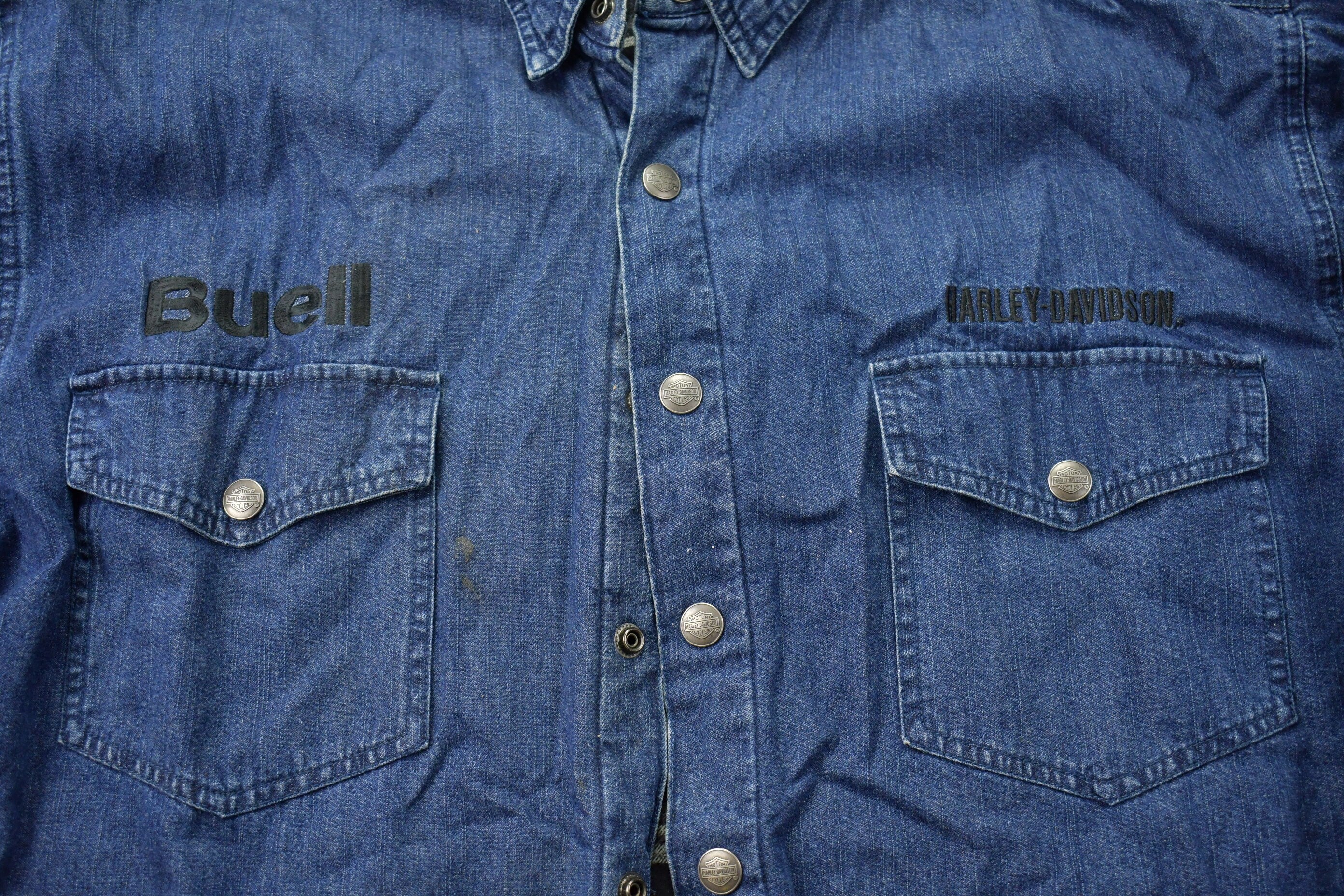 Vintage 1990s Harley Davidson Denim Jean Jacket