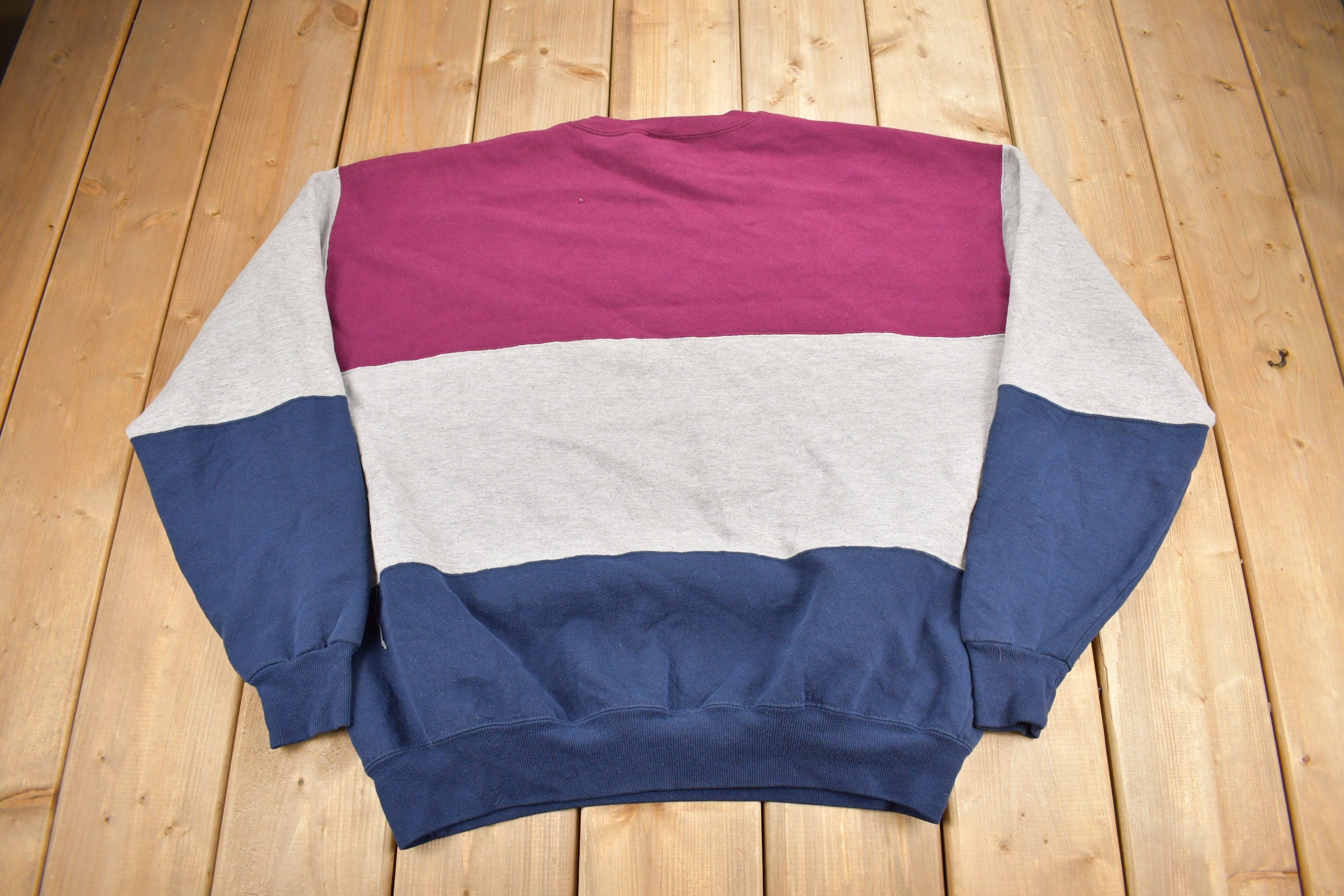 Vintage 1990s Russell Athletics Color Block Blank Crewneck Sweatshirt