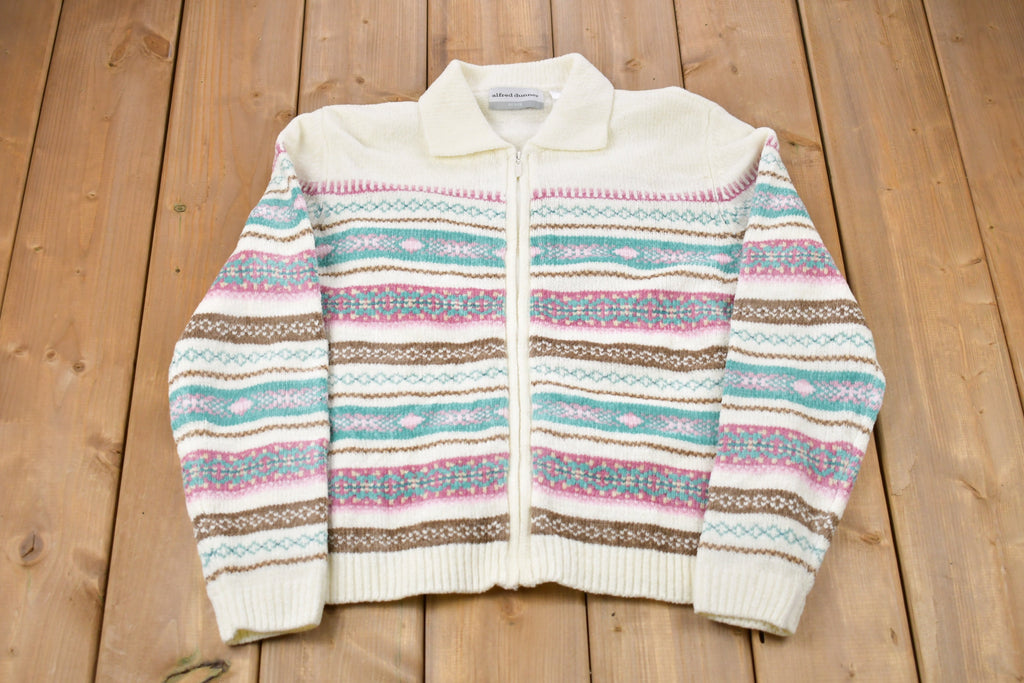 Vintage 1990s Alfred Dunner Zip Up Knitted Sweater /