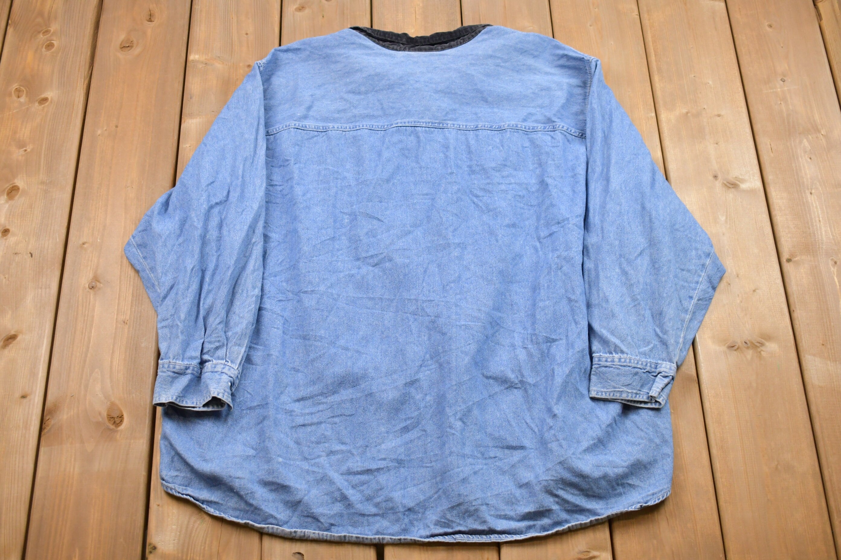 Vintage 1990s Christmas Denim Button Up Shirt