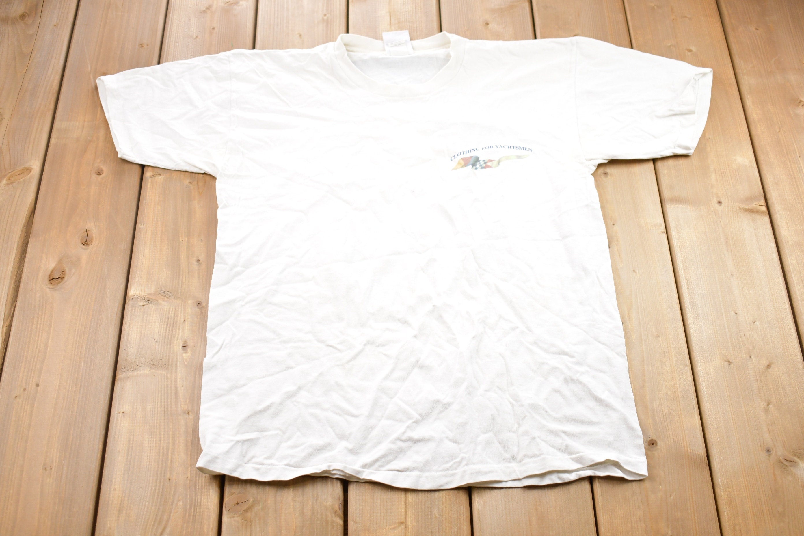 Vintage 1990s Newport Blue Yachtsmen Graphic T-Shirt