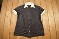 Vintage 1970s Blank Black and White Bowling Button Up Shirt  1990s Button Up  Vintage Flannel  Basic Button Up