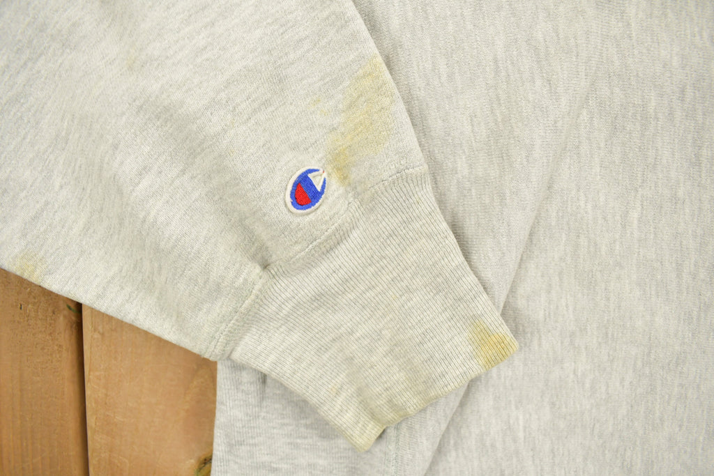 Vintage 1980's Champion Reverse Weave Warm-up Collegiate Crewneck University of Niagara Heavily Distressed.