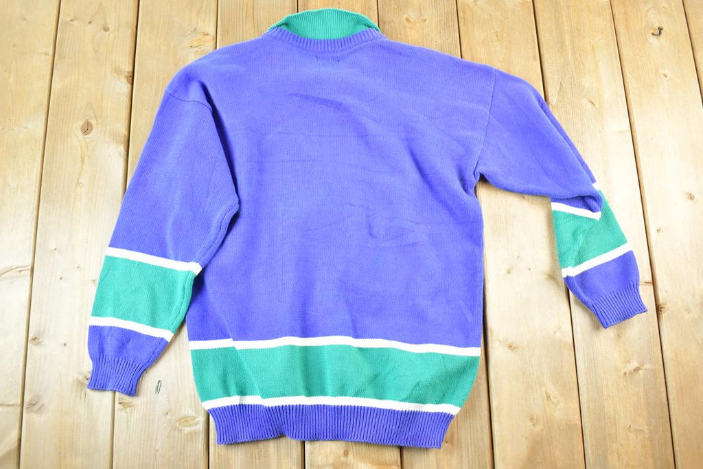 Vintage 1990s America Knit Boat Watching Collared Crewneck Sweater Mens S