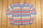 Vintage 1990s Womens Eddie Bauer Rainbow Button Up Knitted Cardigan Sweater