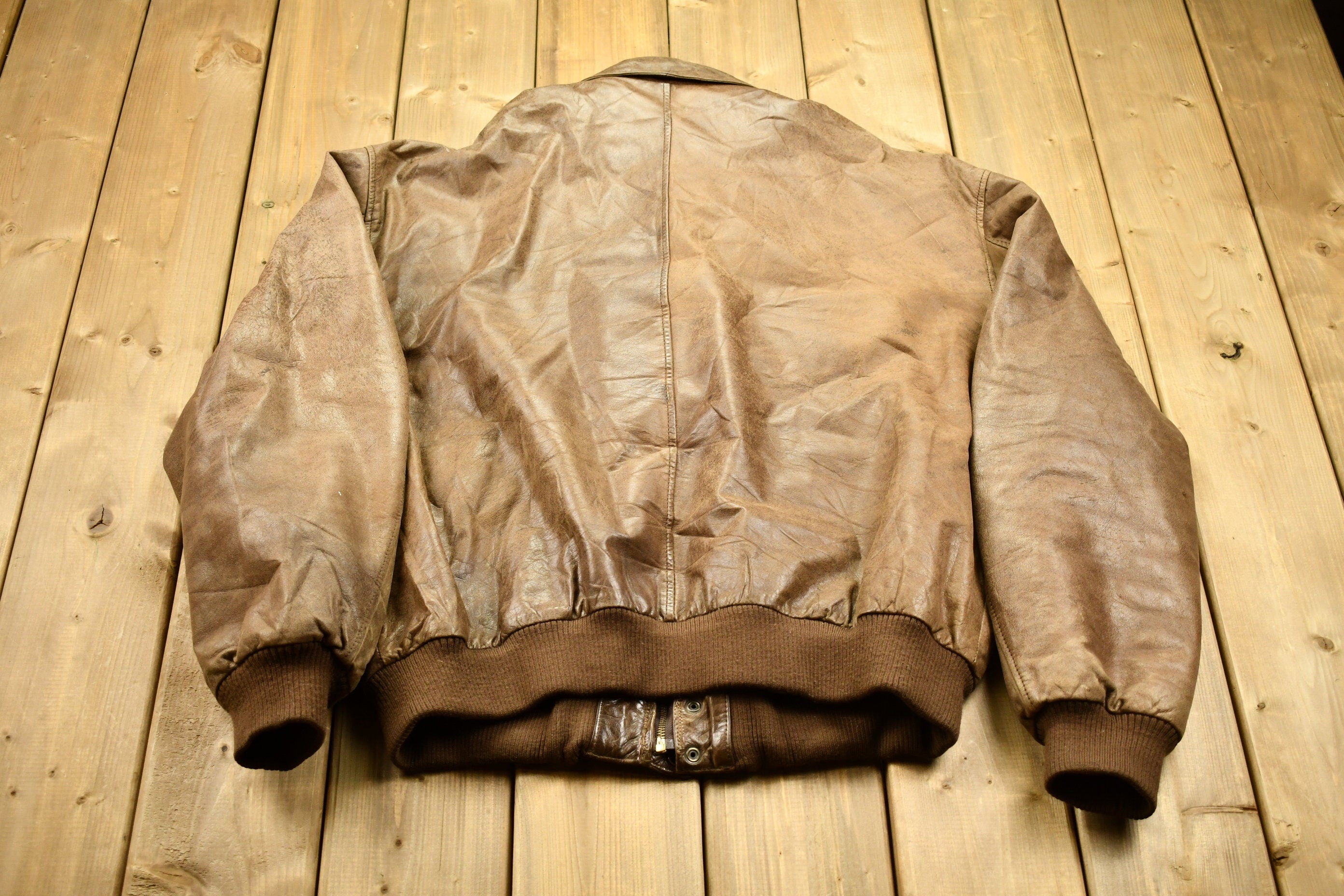 Vintage 1990s Adventure Bound Leather Varsity Jacket