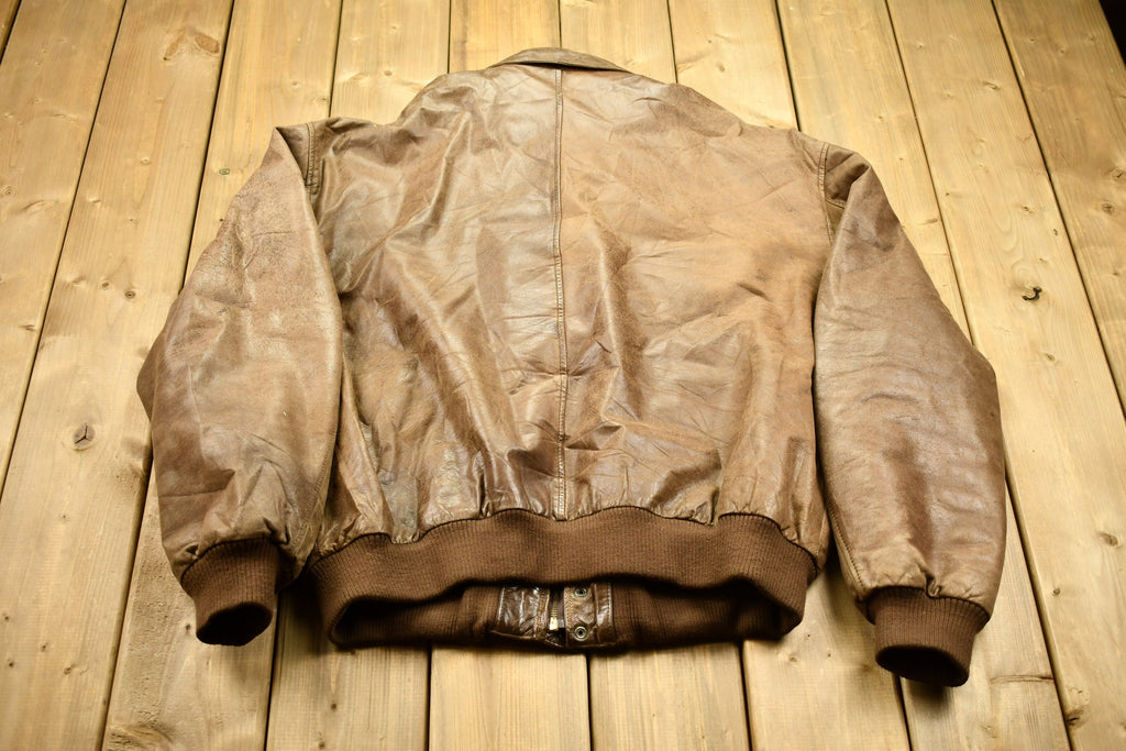 Vintage 1990s Adventure Bound Leather Varsity Jacket