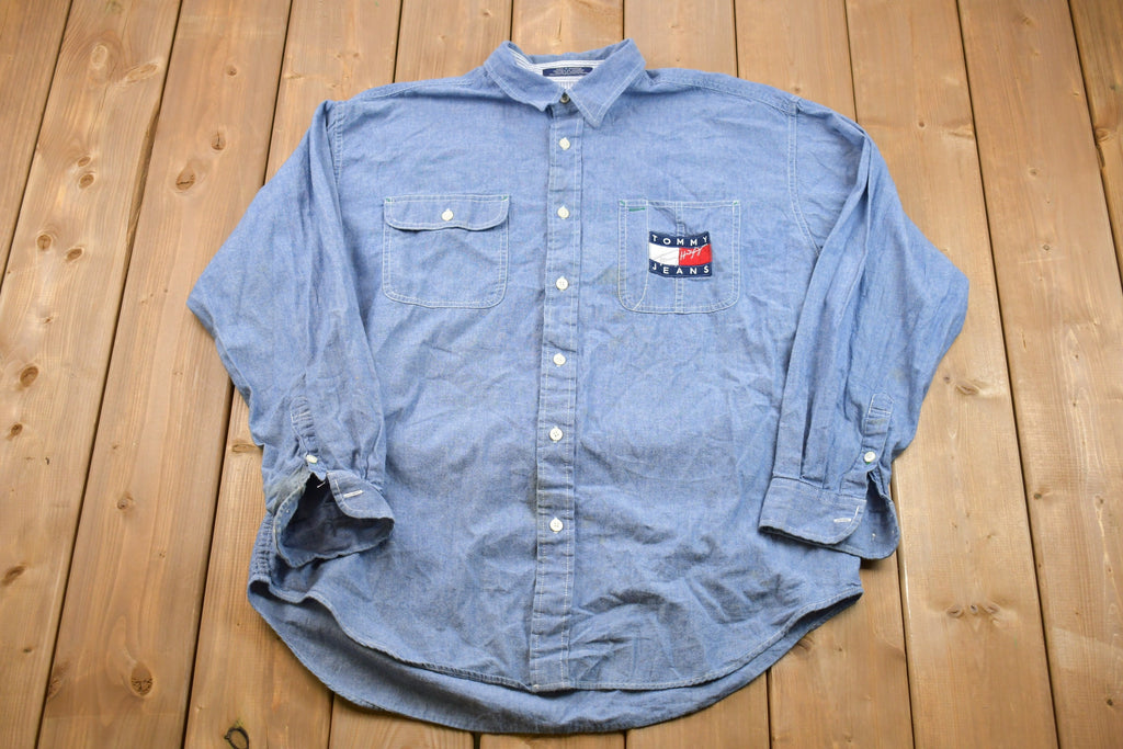 Vintage 90's Tommy Hilfiger Jeans Embroidered Button Up Shirt