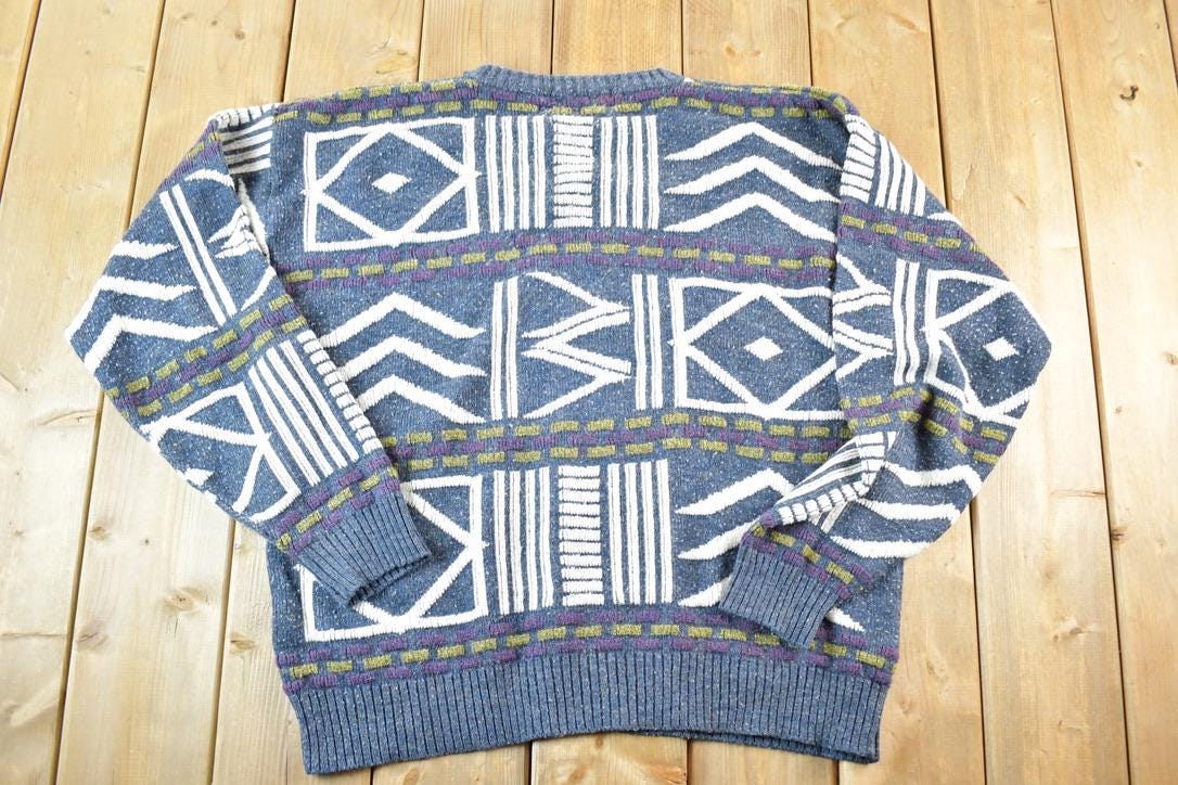 Vintage 1990s The Mens Store Knit Abstract Pattern Crewneck Sweater Mens XL
