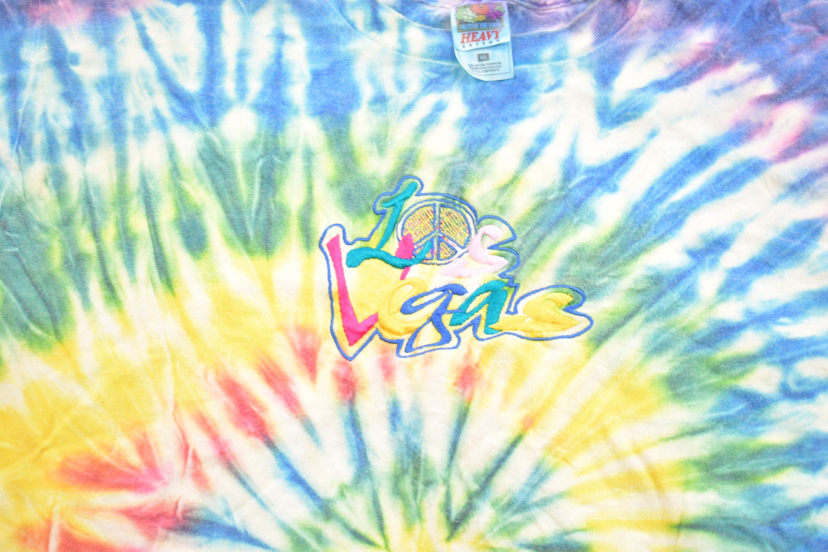 Vintage 1990s Las Vegas Embroidered Tie-Dye T-Shirt
