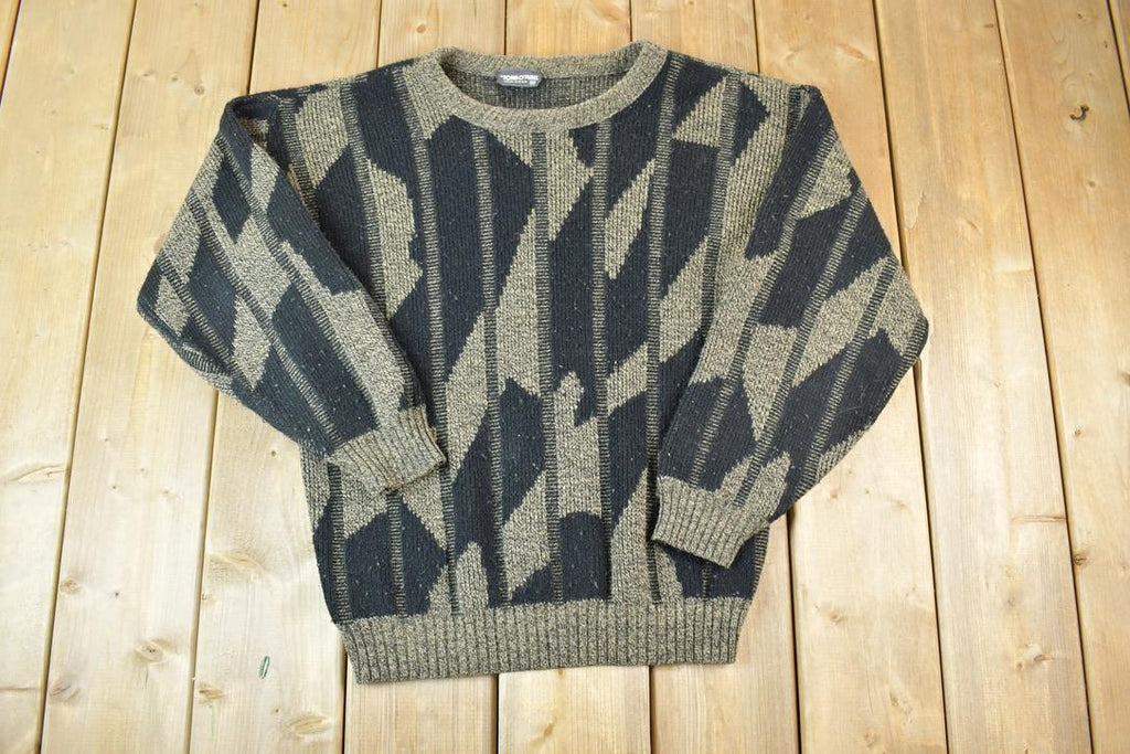 Vintage 1990s Tons O Fun Knit Abstract Pattern Crewneck Sweater Made In USA