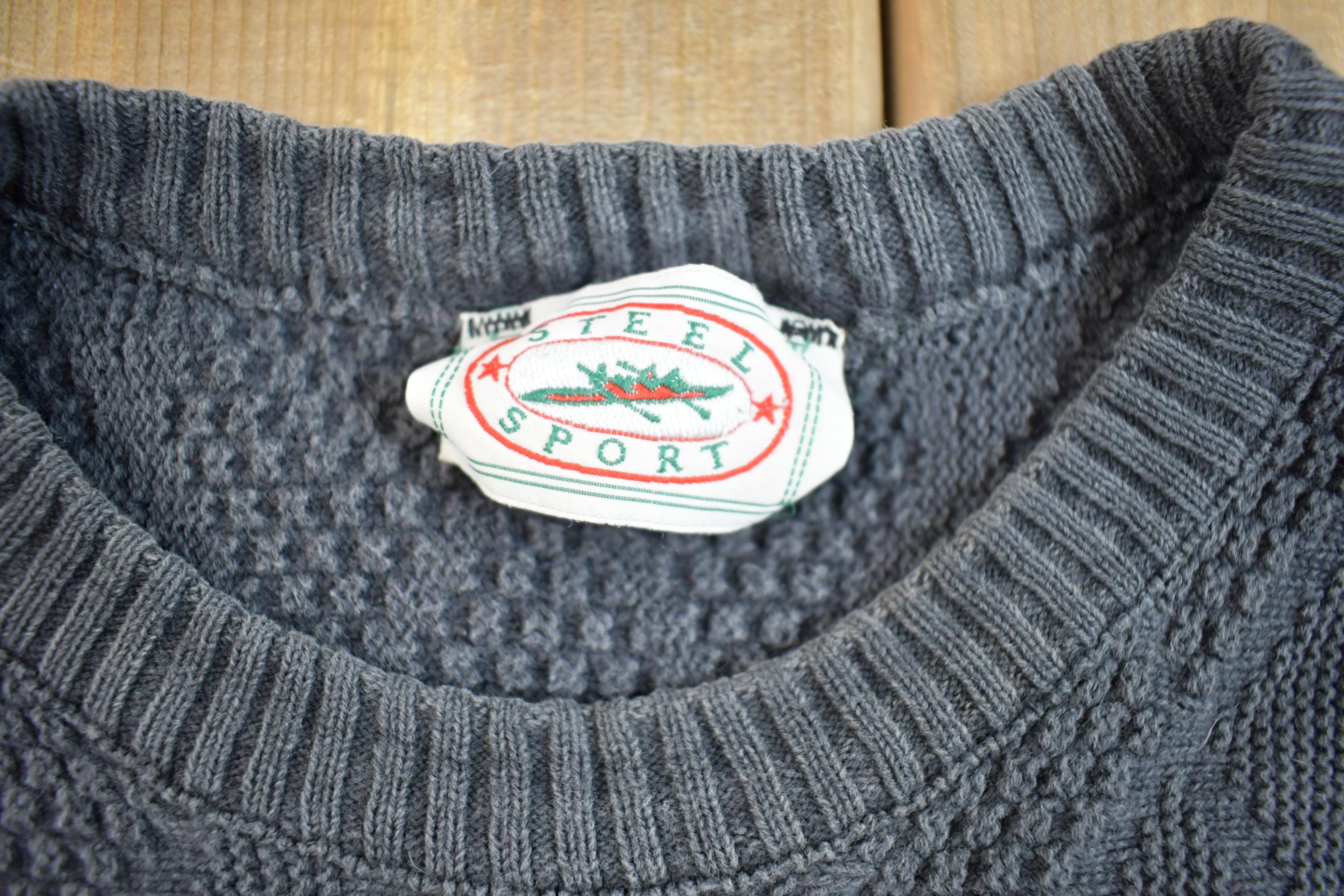 Vintage 1990s Steel Sport Knit Crewneck Sweater Made In USA