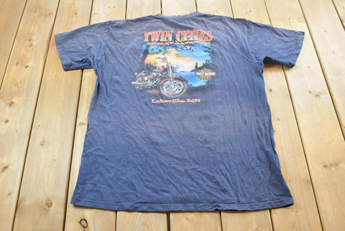 Vintage 1990s Harley Davidson Motorcycles Faded T-Shirt Made In USA Mens XL / Twin Cities Biker Shirt / 90's Harley / Lakeville Minnesota