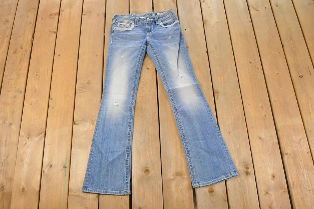 Vintage Deadstock Y2K Miss Me Bedazzled Low Rise Jeans Women's Size 26x31