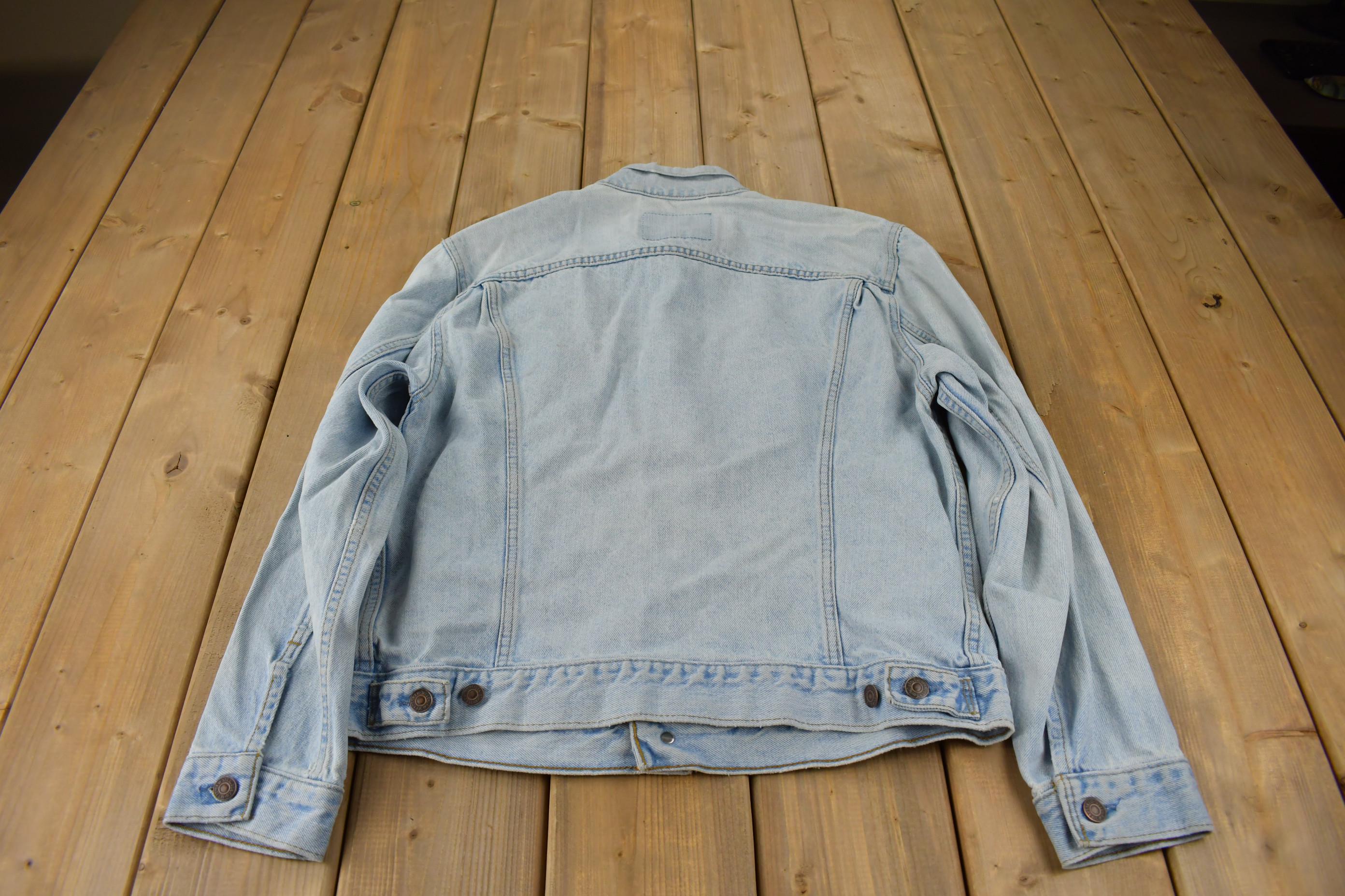 Vintage 1990s Distressed Jean Jacket Size 40  Fall Jacket  90s Denim  Light Wash