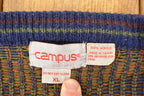 Vintage 1990s Campus Abstract Knit Cardigan Sweater Men's L