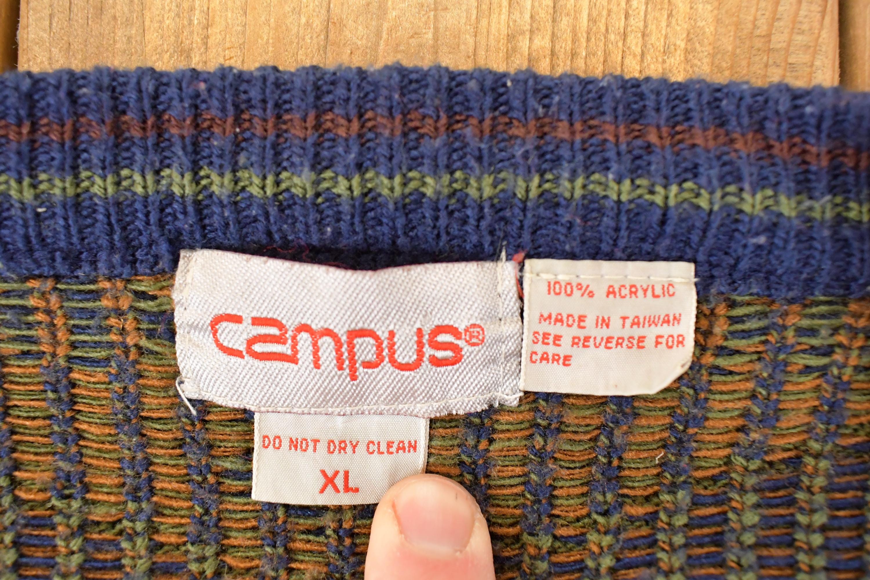 Vintage 1990s Campus Abstract Knit Cardigan Sweater Men's L