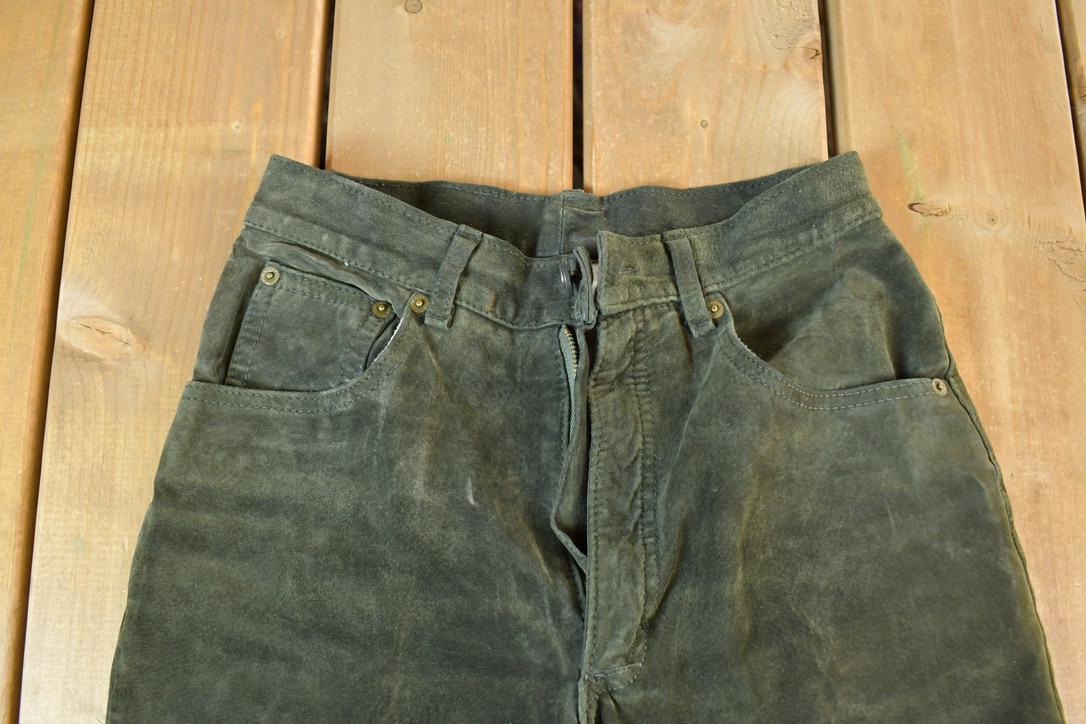 Vintage 1990s In Flight By Par Pablo Leather Airplane Pilot Work Jeans Size 24 x 30