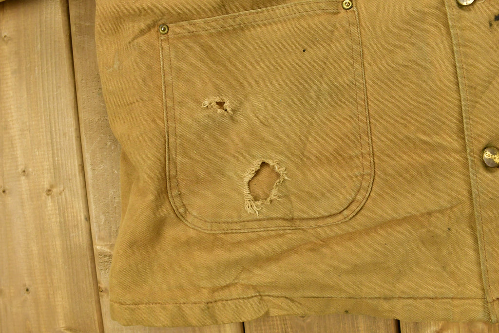 Vintage Carhartt Chore Coat Blanket Lined 1980s With Hood / Vintage Workwear / Streetwear / Made In USA / 90s / Distressed Carhartt