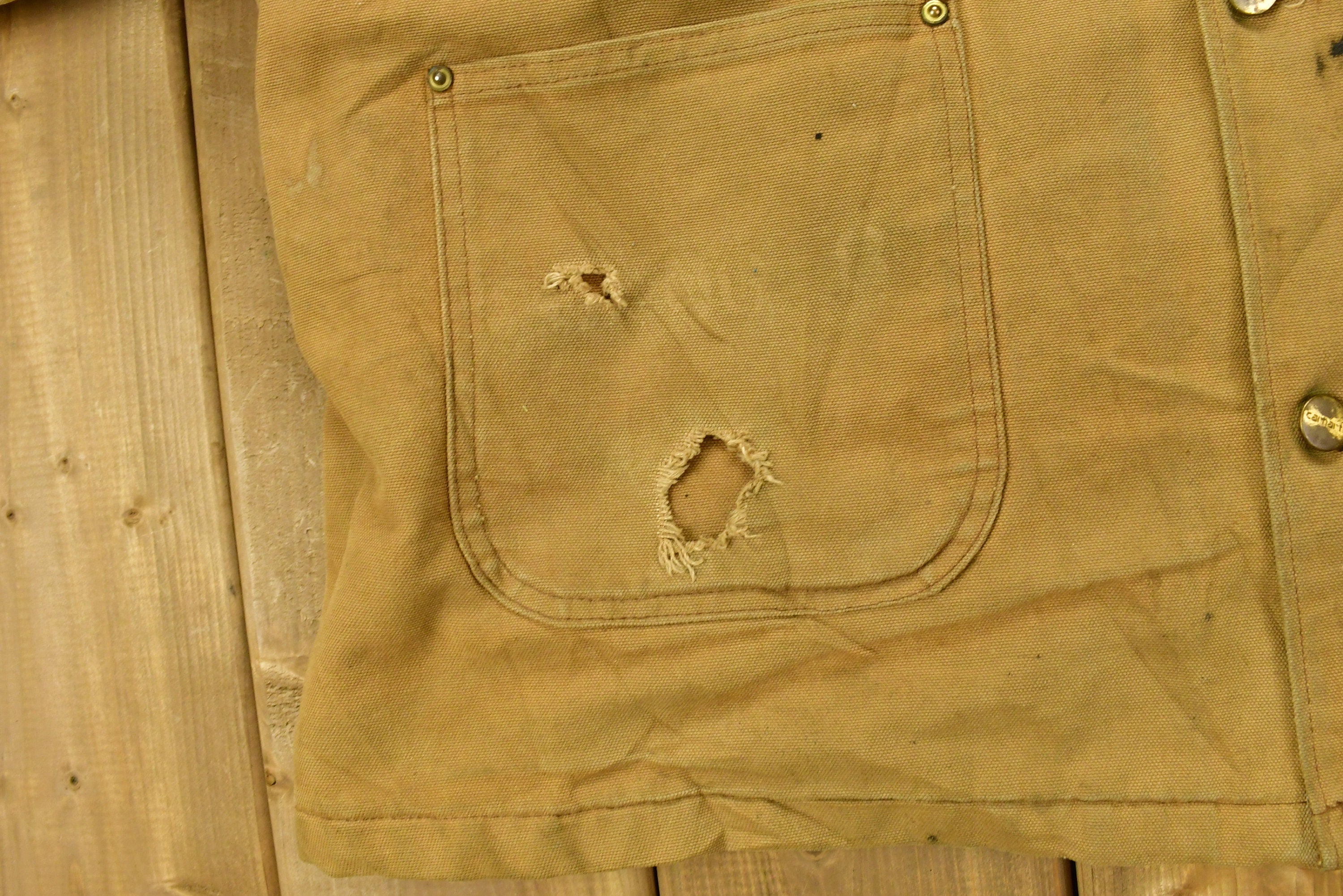 Vintage Carhartt Chore Coat Blanket Lined 1980s With Hood