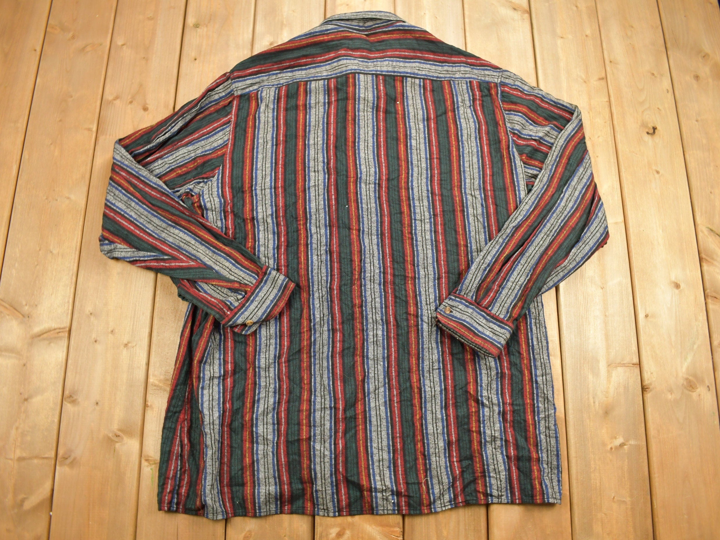 Vintage 1990s REPP Vertical Striped Button Up Shirt