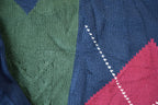 Vintage 1990s Woods And Grey Argyle Knit Abstract Pattern 100% Cotton Crewneck Sweater