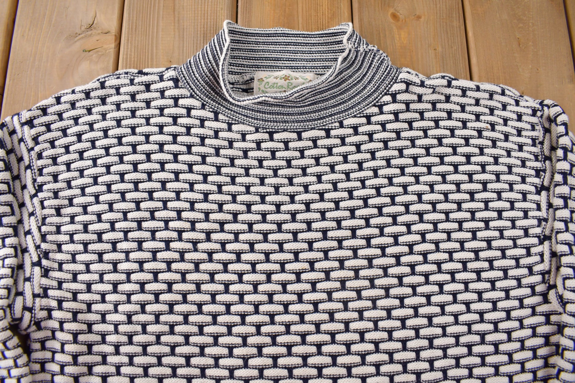 Vintage 1990s Cotton Roads Women's Knit Mockneck Sweater