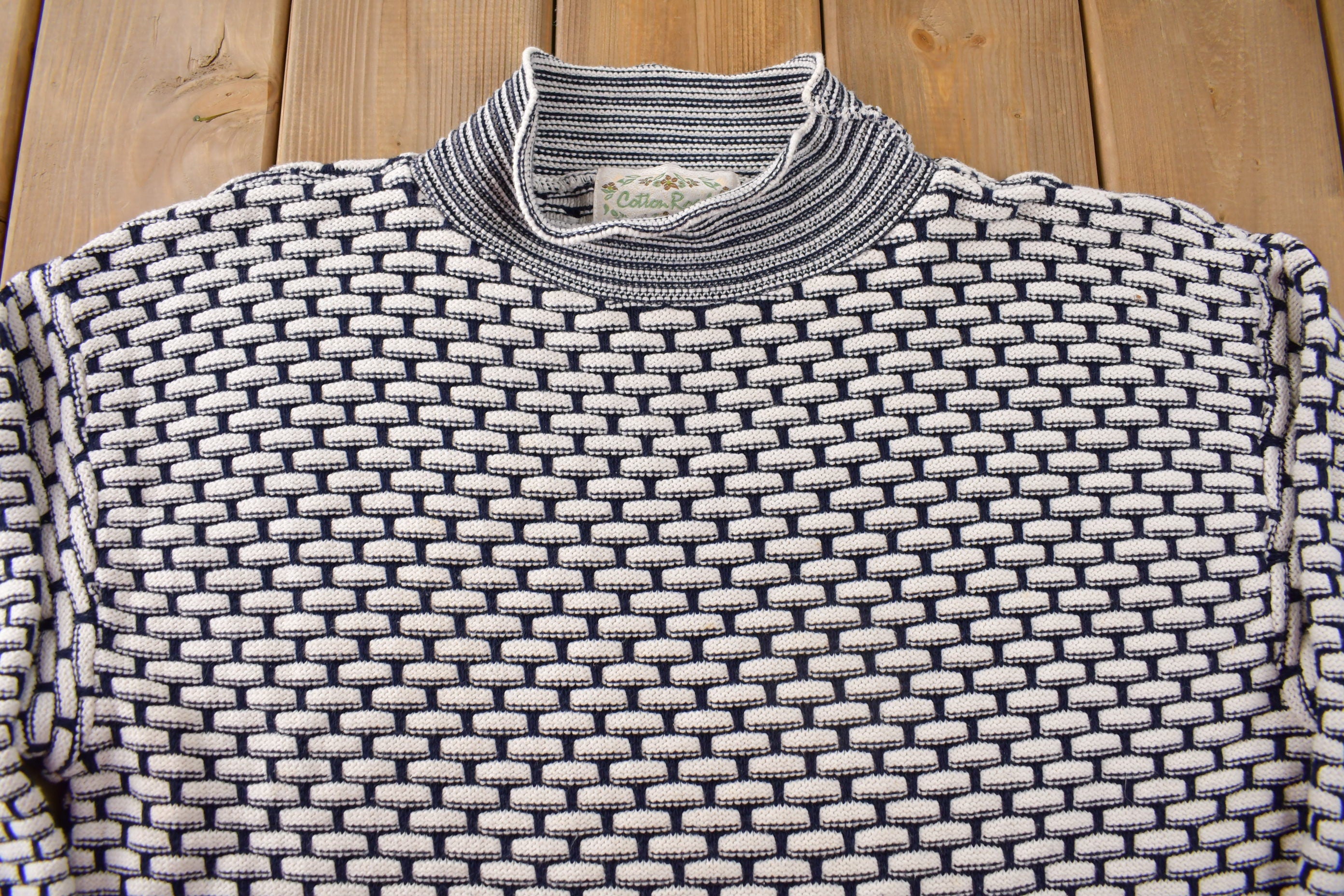 Vintage 1990s Cotton Roads Women's Knit Mockneck Sweater
