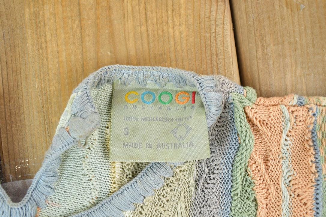 Vintage 1990s Coogi Made In Australia 3D knit 100% Cotton Abstract Pattern Crewneck Sweater Dress