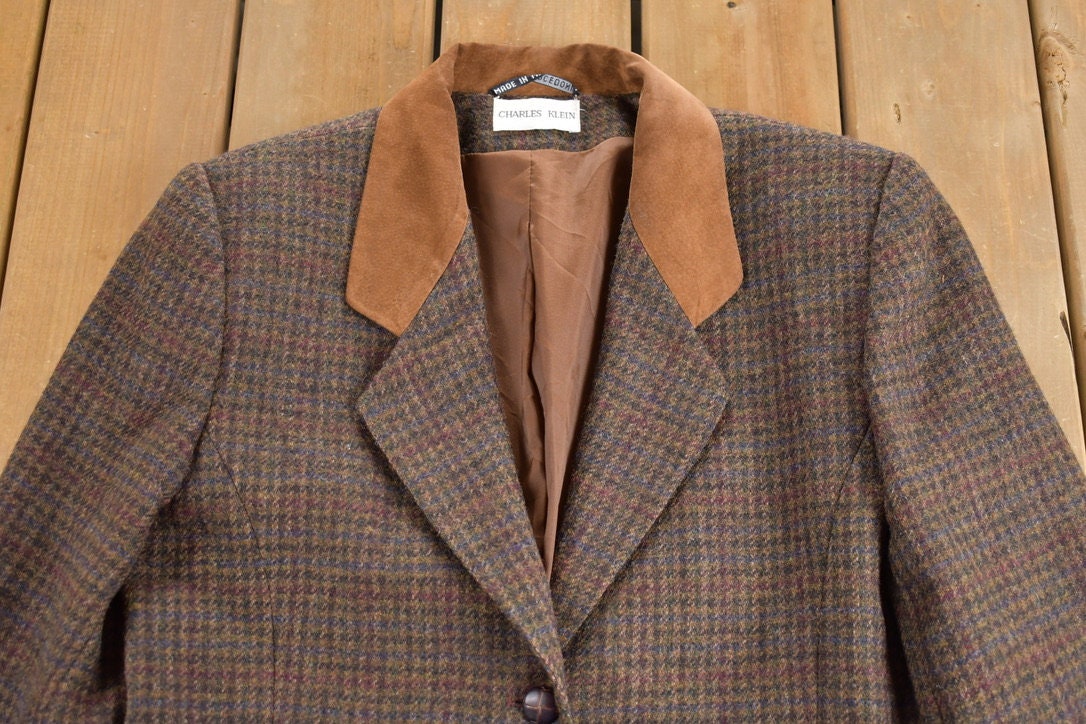 Vintage 1980s Charles Klein Herringbone Wool Blazer