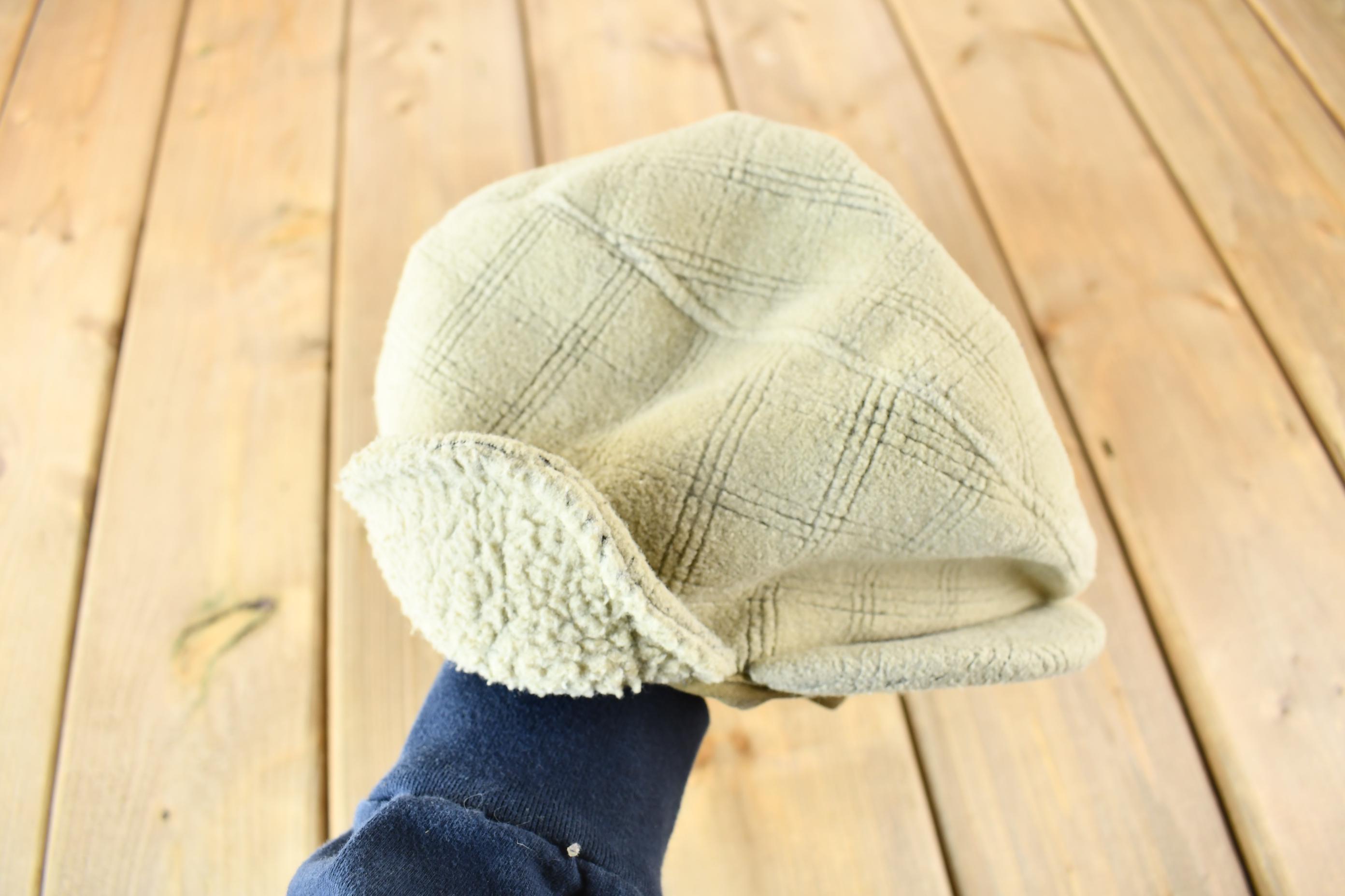 Vintage 1990s Kangol Polartec Fleece Plaid Army Cap Size L-XL / 90s Hat / Vintage Kangol Cap
