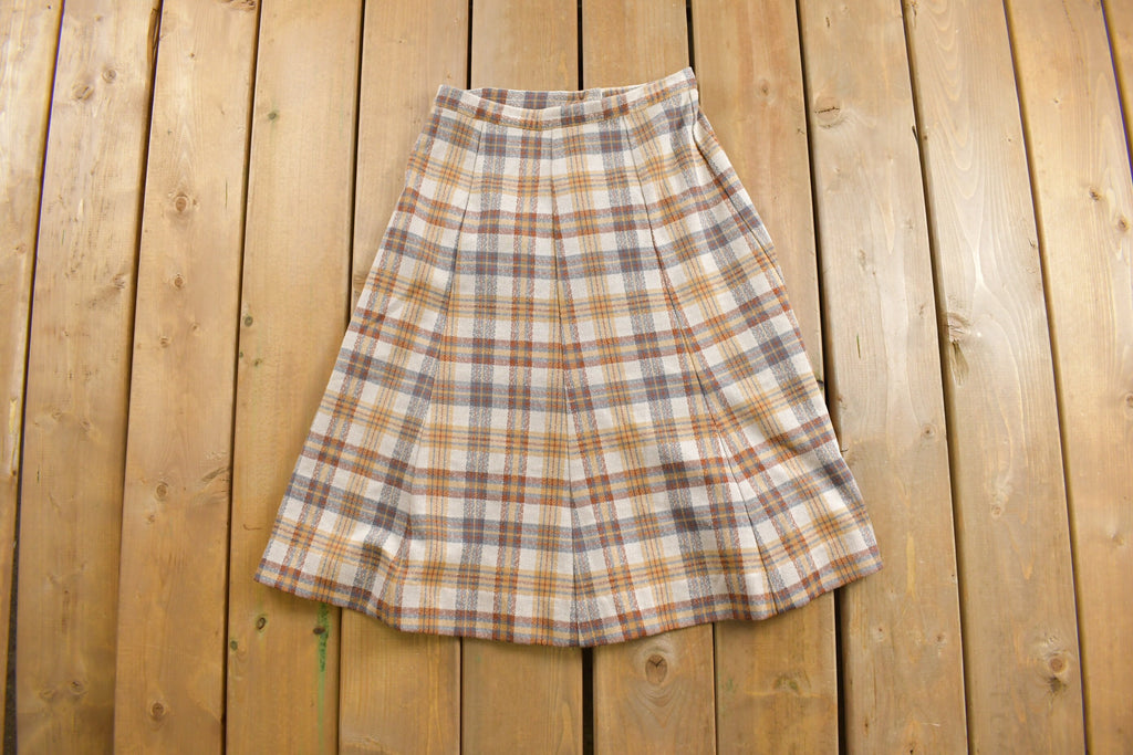 Vintage 1970s Tartan Plaid Skirt Size 28