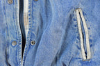 Vintage 1990s Hooded Plaid Lined Jean Jacket Made In USA