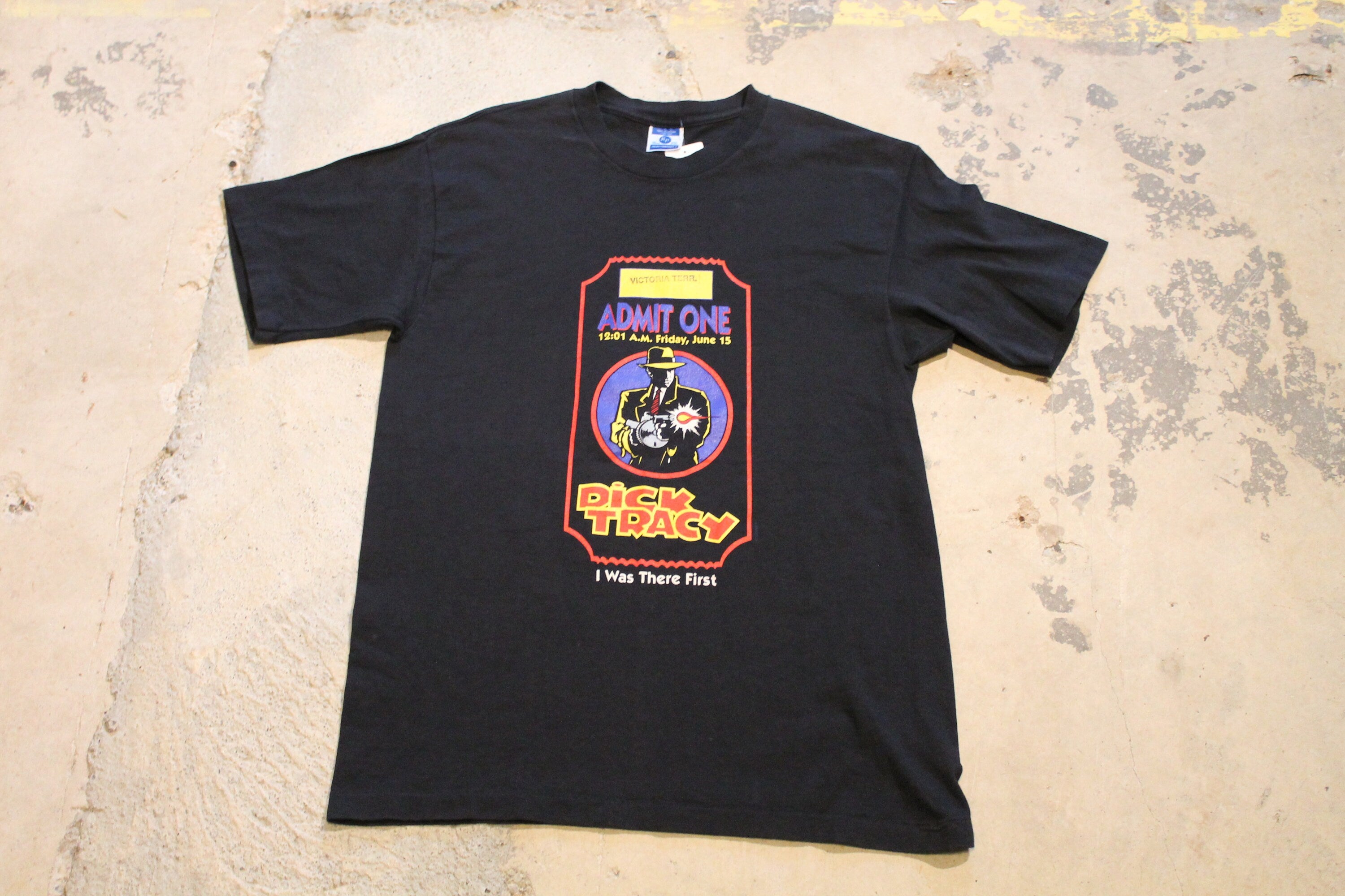 Vintage 1990s Dick Tracy Admit One Graphic T Shirt  80s  90s  Streetwear Fashion  Made In USA  Single Stitch
