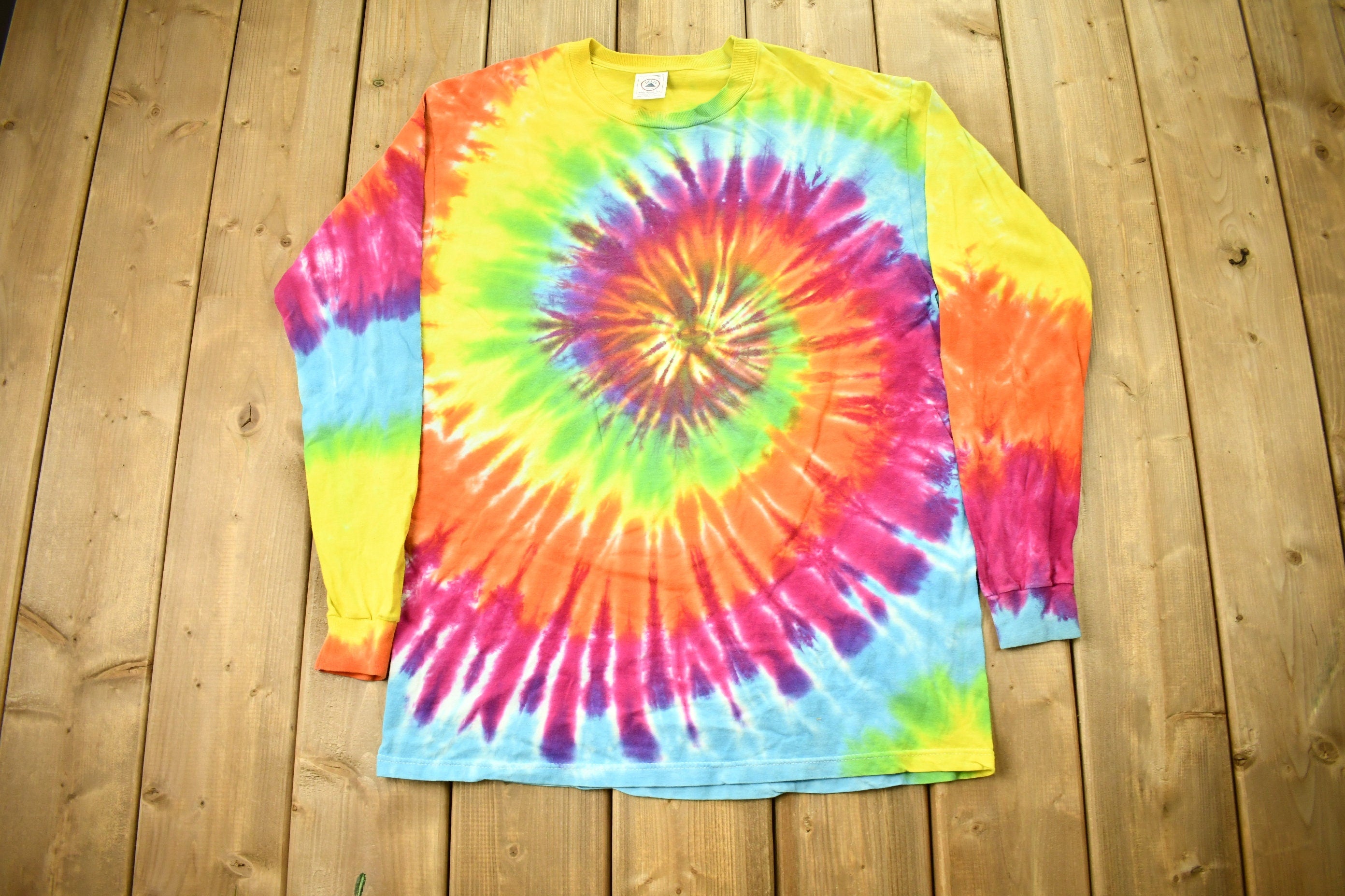 Vintage 1990s Delta Pro Weight Tie Dye Swirl Long Sleeve T-Shirt