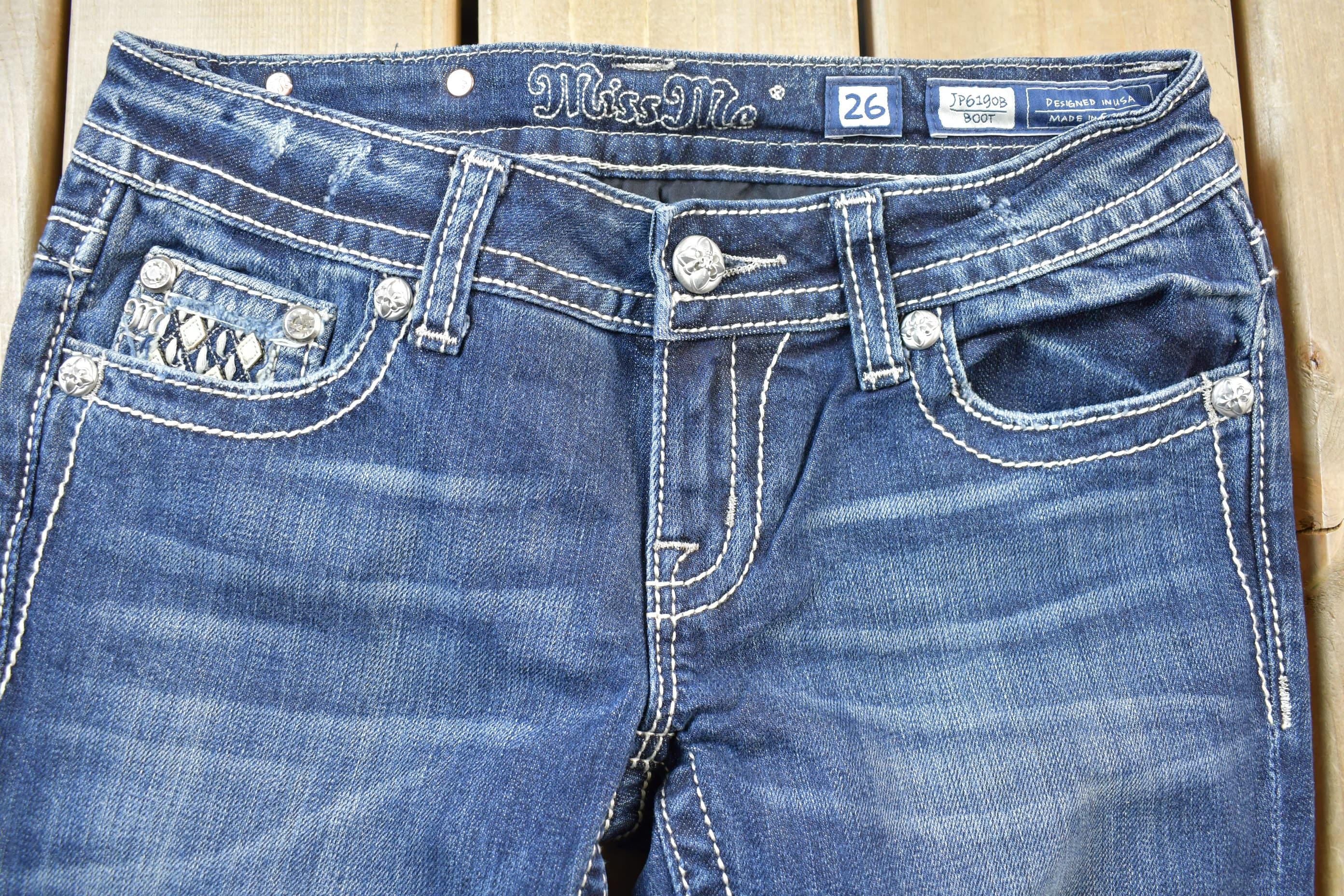 Vintage Y2K Miss Me Bedazzled Low Rise Jeans Size 26x33