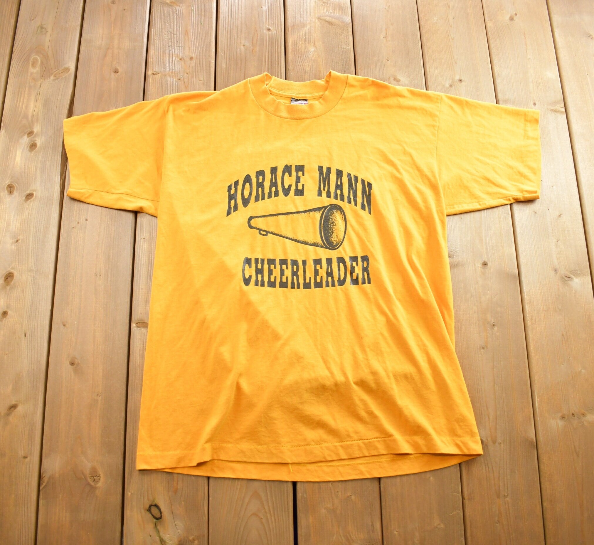 Vintage 1980s Horace Mann Cheerleader Graphic T-Shirt Made In USA